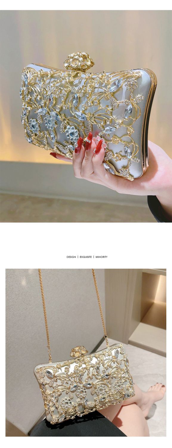 golden Luxury banquet High end celebrity small Dress bridesmaid Wedding lady bag_voghion.com