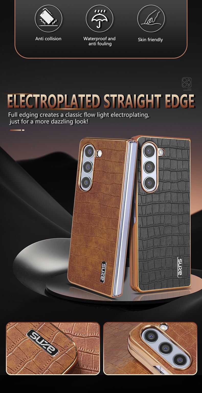 Luxury Fashion Crocodile Pattern Ultrathin Leather Phone Case For Galaxy Z Fold 6 5 4 3 Soft Back Cover_voghion.com