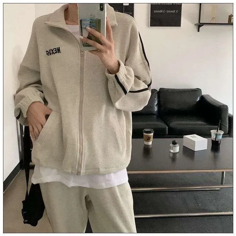 Ensemble deux pièces de sport pour femmes, style coréen, coupe slim et ample, idéal pour le printemps et l'automne à Dongdaemun._voghion.com