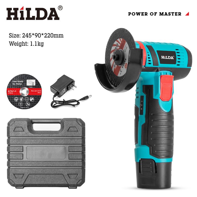HILDA 12V Cordless Brushless Angle Grinder - 3 Inch Mini Electric Grinder With Lithium Battery, Lightweight & Powerful For DIY & Home Use_voghion.com