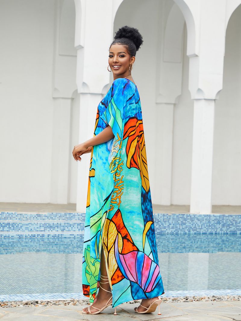 Boho Chic Cotton Beach Cover-Up – Loose Robe Style Swimsuit Outerwear For Vacation & Poolside Relaxation_voghion.com