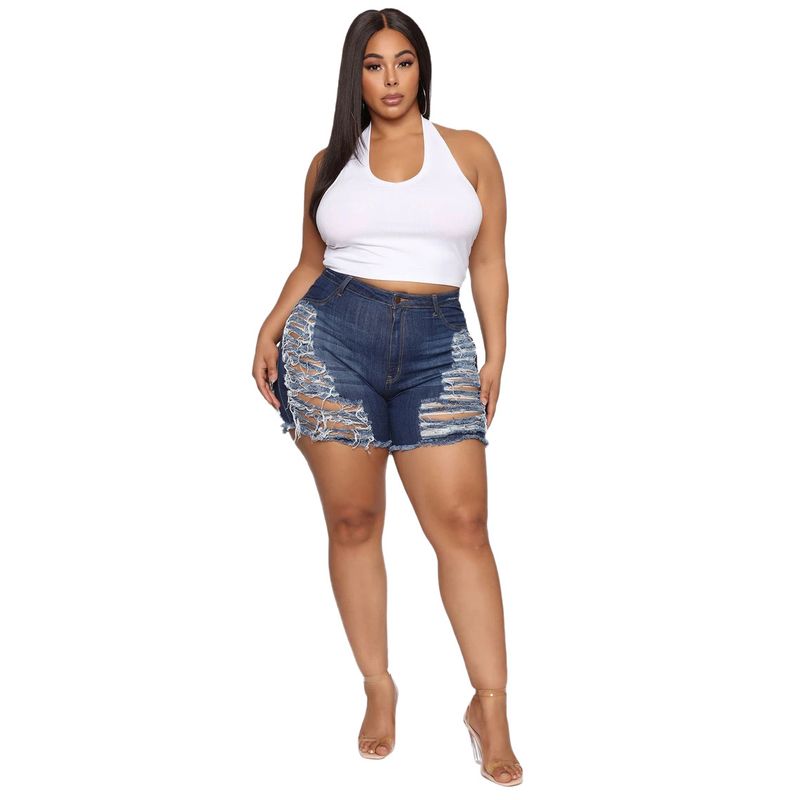 HSF2278-1 Fashion Slim Fit Versatile Washed Distressed Stretch Denim Shorts_voghion.com