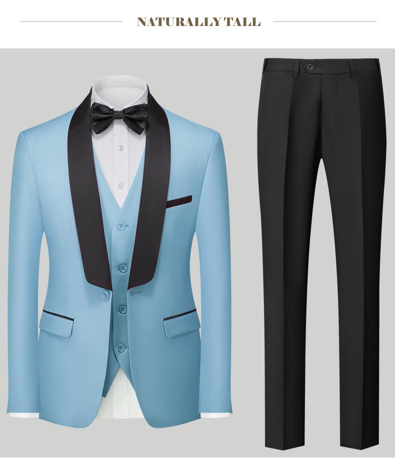Men's Clothing Three piece Men's Double Slit Tuxedo Suit_voghion.com