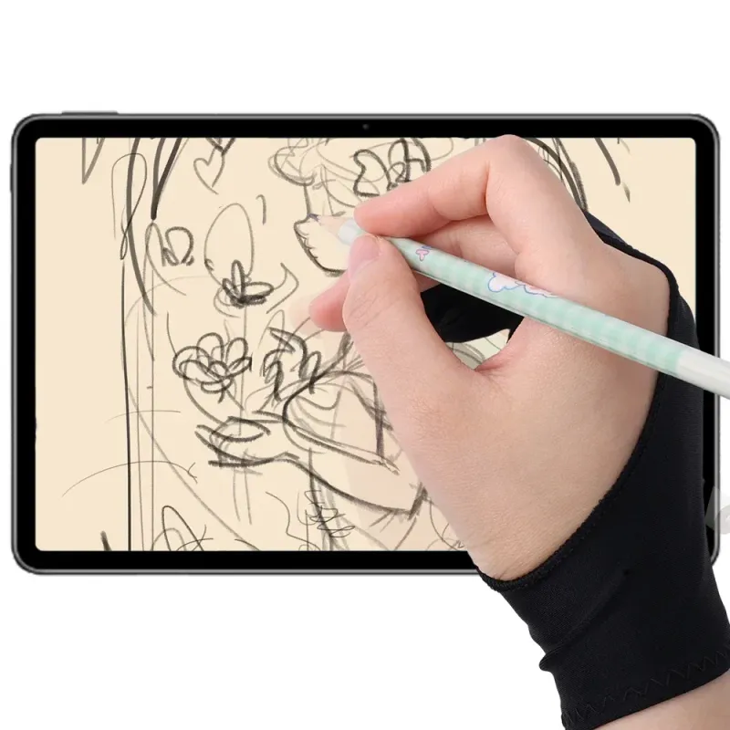 Guanti da disegno elastici per iPad Air Pro, 3 pezzi, anti-sporco, per artisti, con due dita_voghion.com