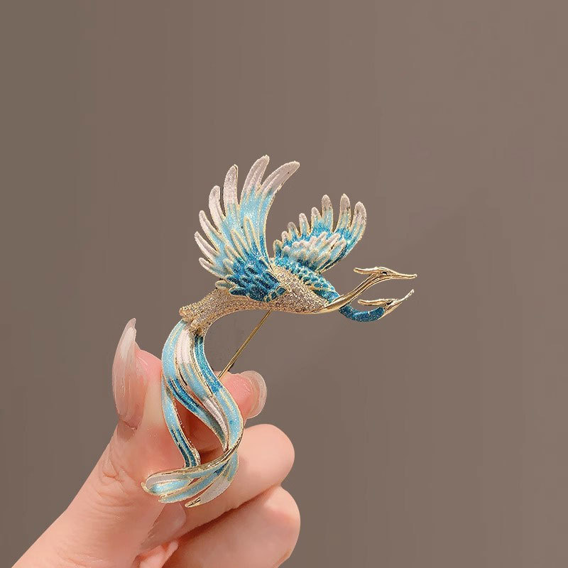 Spilla cinese di alta qualità, spilla fenice retrò in smalto da donna, spilla di lusso di alta qualità, accessori per abiti con temperamento_voghion.com
