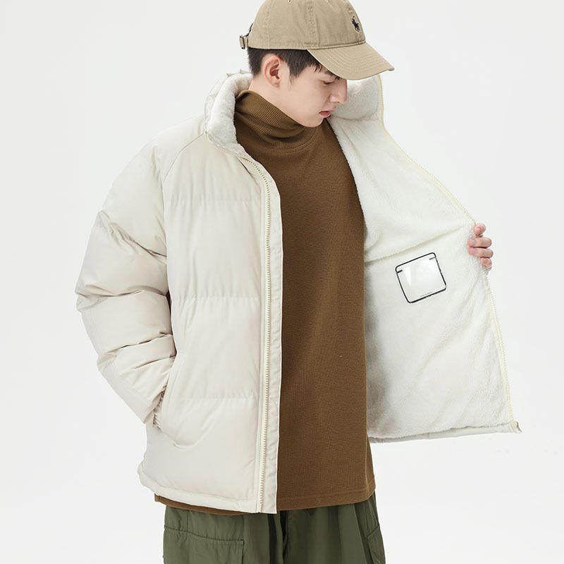 Winter Lamb Wool Puffer New Loose Fit Men's Thickened Plus Size Coat Couple's Fleece-Lined Warm Cotton Jacket_voghion.com