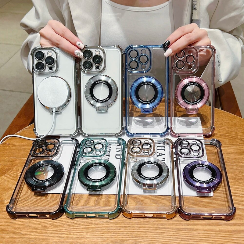 Custodia per telefono magnetica per iPhone 11 12 13 14 15 Pro Max Plus Ricarica wireless antiurto trasparente posteriore in silicone morbido_voghion.com