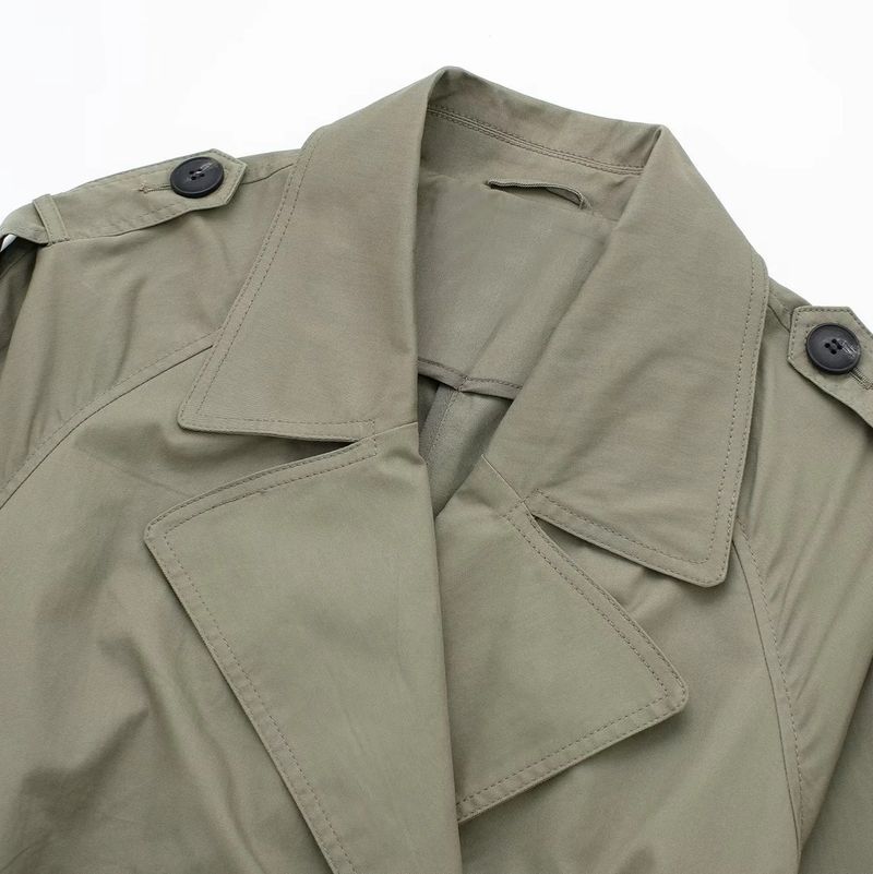 23 Autunno Nuovo Classico Versatile Moda Donna Trench Doppiopetto con Cintura e Collo Rivoltato 8372319_voghion.com