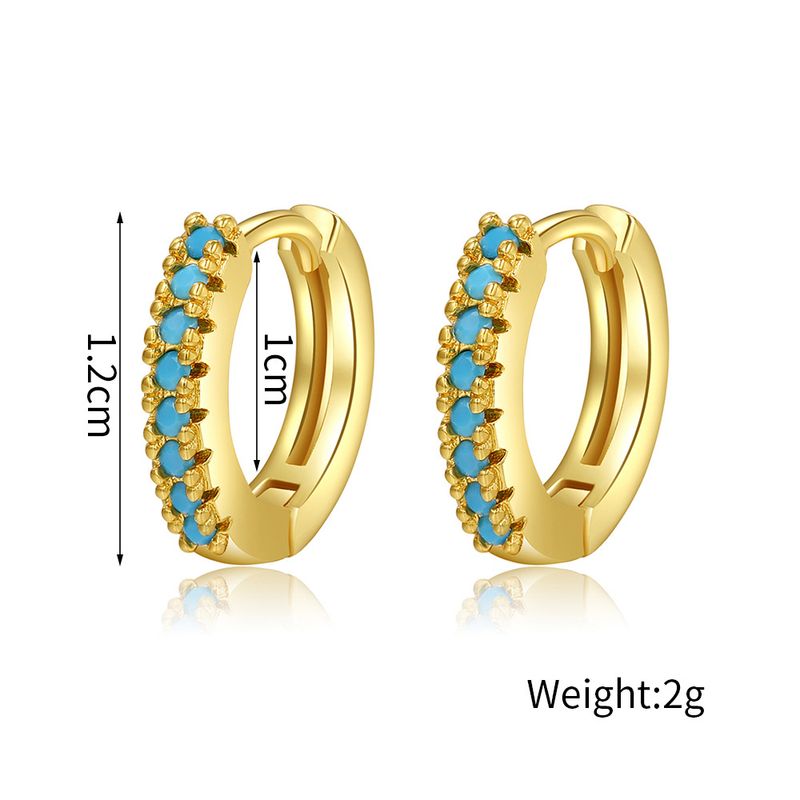 Popular Color Zircon Ear Buckle Micro-inlaid Geometric Ear Ring Temperament Simple Personality Earrings_voghion.com