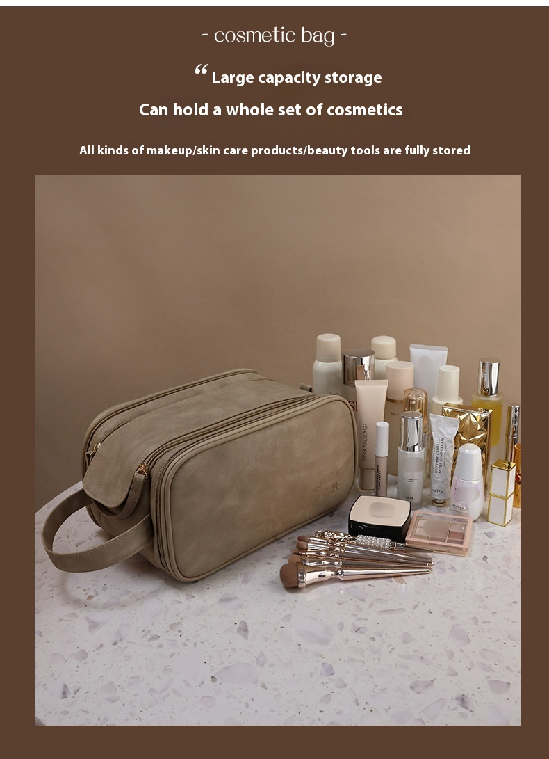 Großes Fassungsvermögen, Make-up-Tasche mit hochwertigem Gefühl, tragbare Reise-Kulturtasche, multifunktionale Aufbewahrungstasche, tragbare Aufbewahrungstasche_voghion.com