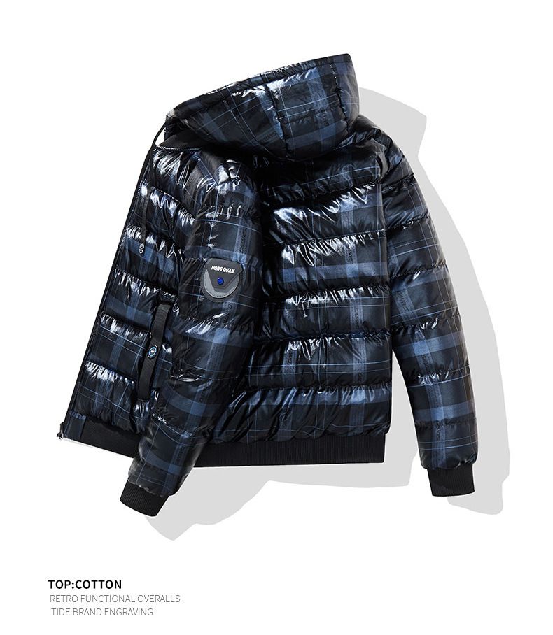 Erkek Giyim Moda Markası Renk Eşleştirme Kamuflaj Parlak Kapüşonlu Ceket Erkekler İçin Sonbahar Ve Kış Kalınlaştırılmış Gençlik Giyim Pamuklu Mont_voghion.com