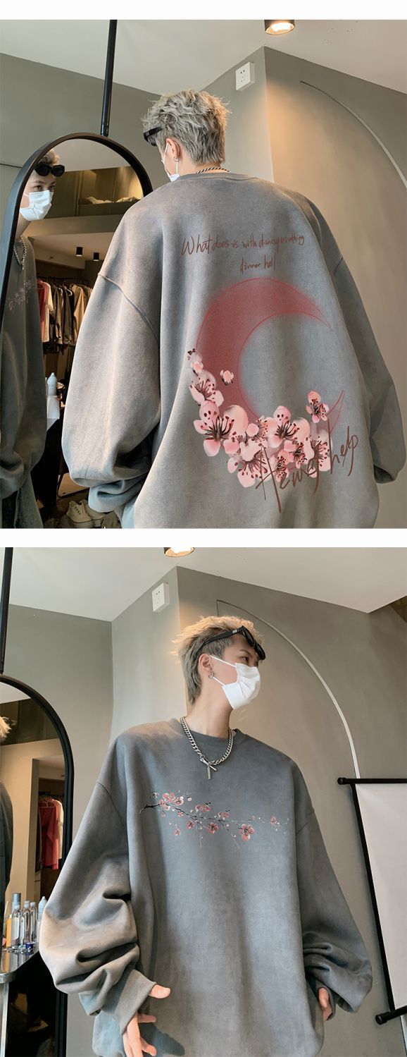 Felpa con cappuccio rosa in velluto di pelle di cervo da uomo, stile americano, girocollo, autunno e inverno, con cappuccio, taglie forti, giacca hip-hop_voghion.com