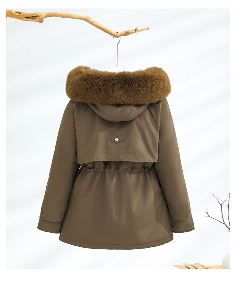 Parka invernale da donna con cappuccio in pelliccia sintetica, piumino lungo, capospalla foderato spesso, cappotto casual alla moda dalla vestibilità ampia per donna_voghion.com