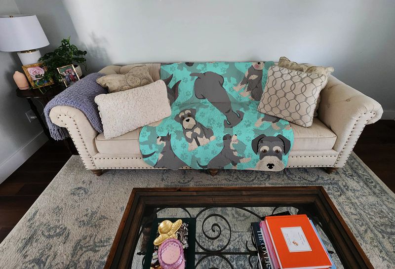 Schnauzer Quilted Blanket 50x60 Artwork Pattern Quilted Throw Blanket for Bed, Couch, Sofa, Soft and Lightweight_voghion.com