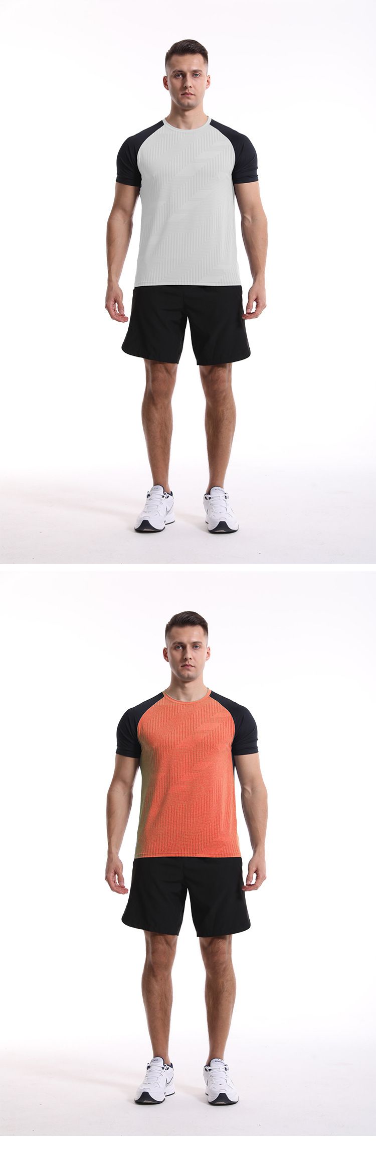 T-shirt court à manches courtes et contraste de couleur pour homme, idéal pour la course à pied, le basket-ball et le fitness, séchage rapide_voghion.com
