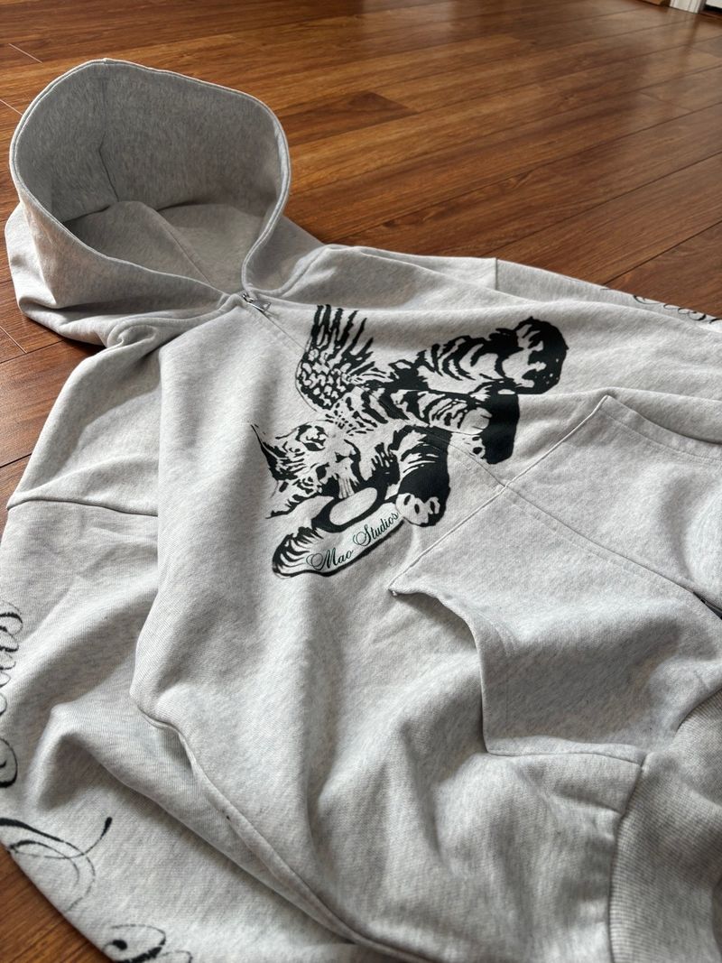 Felpa con cappuccio e zip con stampa anime Y2K – Pullover streetwear oversize con grafica | Felpa unisex con estetica dark (S-XL)_voghion.com