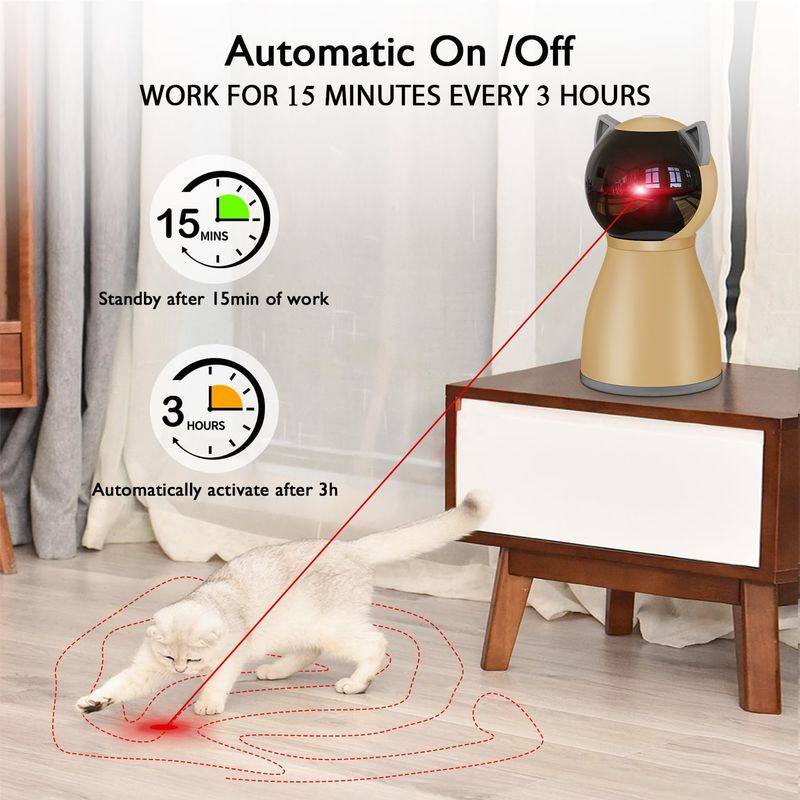 Jouet laser interactif et automatique pour chats d'intérieur, véritable jouet laser rechargeable à trajectoire aléatoire pour chats/chatons/chiens d'intérieur_voghion.com
