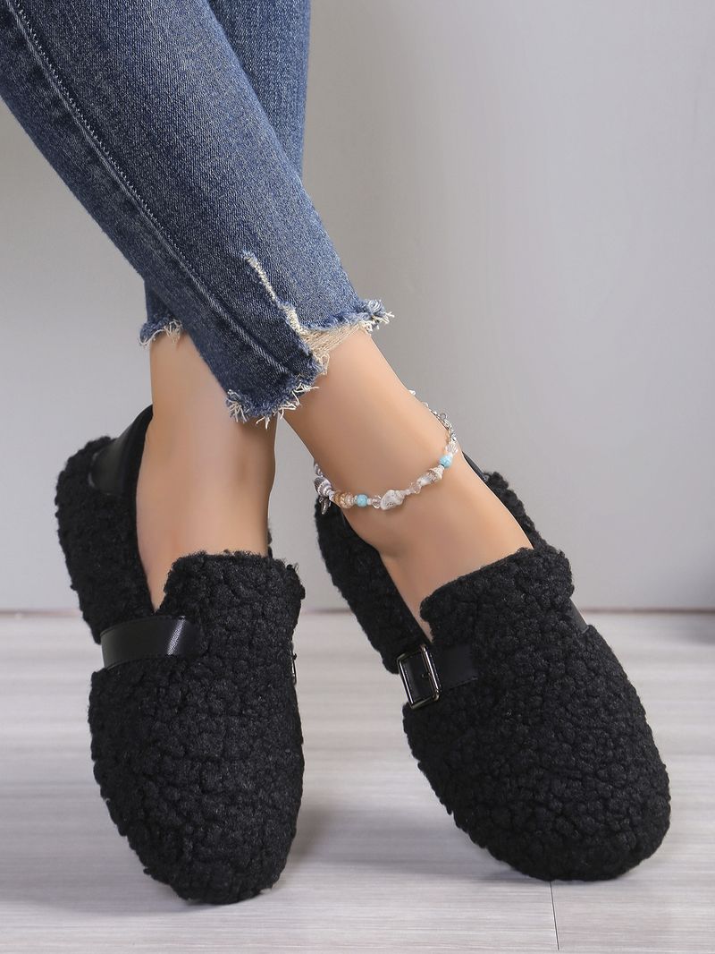 Women's Slip-On Winter Booties - Plush Faux Fur Lined House Shoes With Memory Foam (White/Brown/Black)_voghion.com