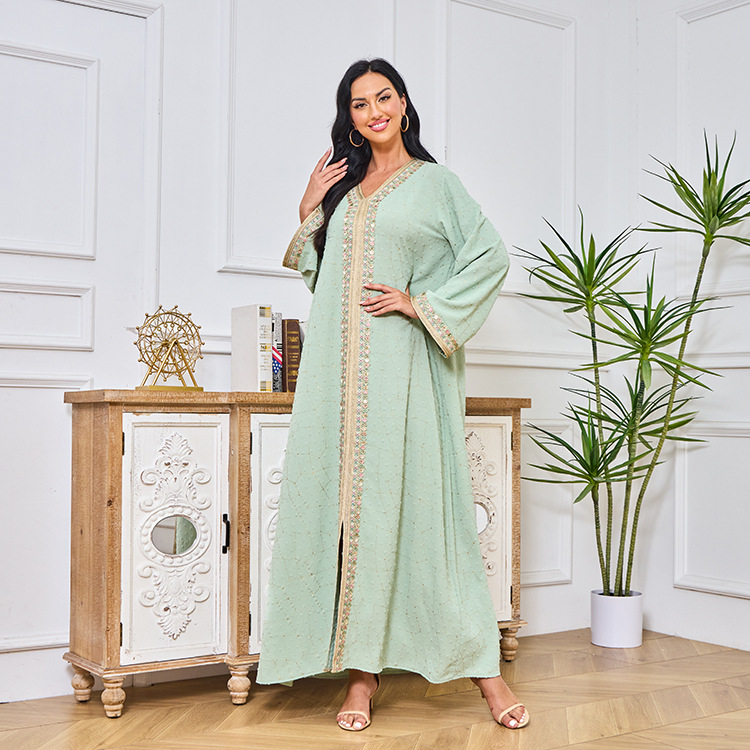 Vrouwen Midden-Oosterse Marokkaanse nieuwe moslim abaya geborduurde stijlvolle comfortabele jurk abaya_voghion.com