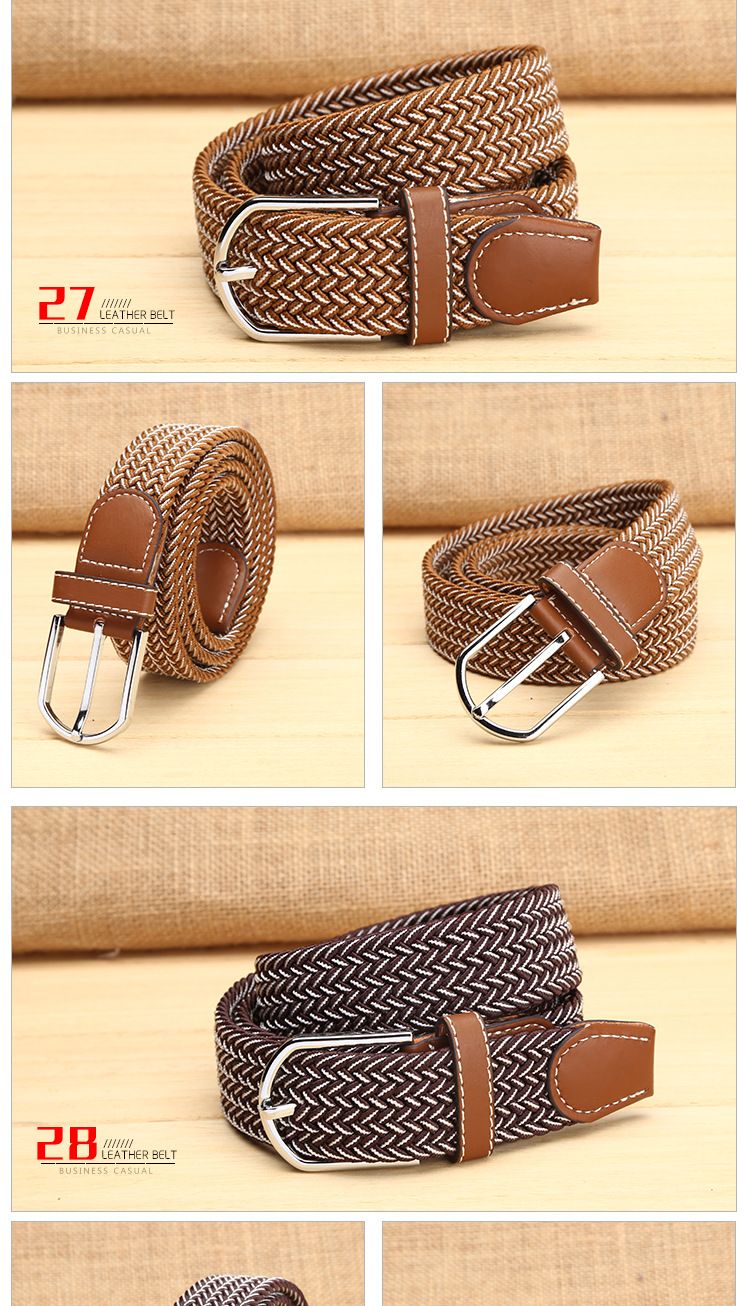 Unisex 39 color elastic woven elastic belt men's and women's belt canvas belt_voghion.com