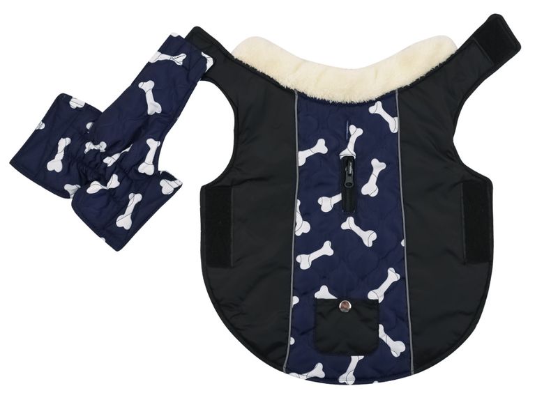 Pocket new pet clothes autumn and winter dog clothes vest cotton coat double sided wearable dog clothes coat clothing_voghion.com