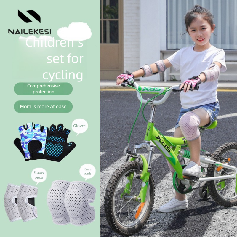 Children's Elbow Gloves Girls Set Basketball Bicycle Dance Roller Skating Anti-Fall Knee Pads Breathable Boys_voghion.com