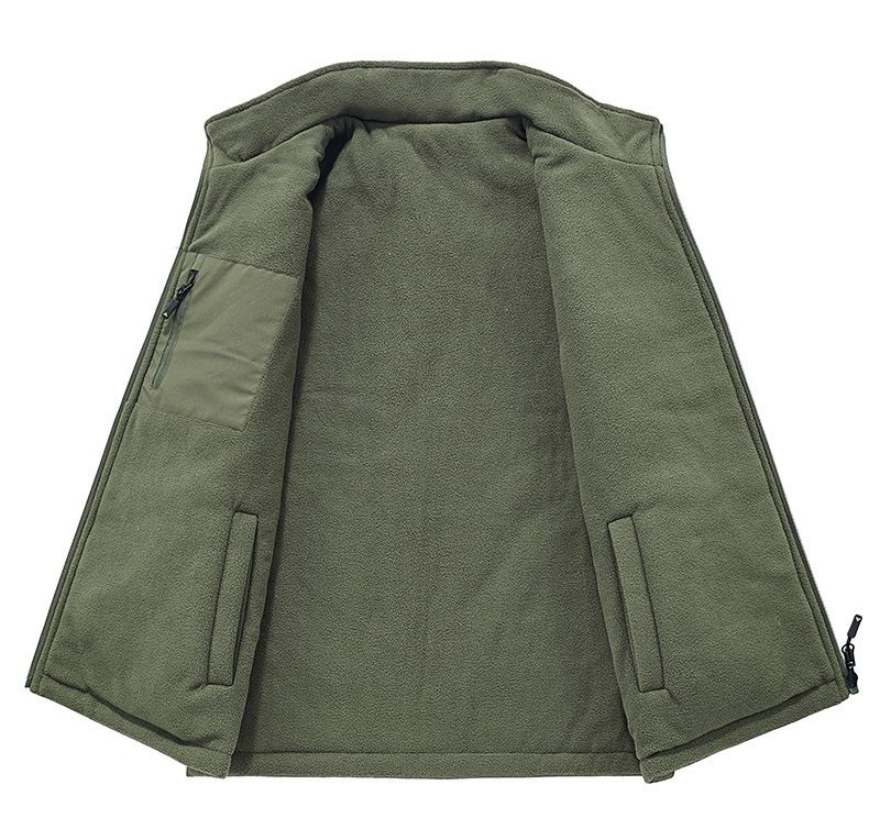Men's Reversible Fleece Vest For Outdoor & Casual Wear, Stand Collar, Thick Warm Layering Vest, Lightweight & Breathable, Multiple Pockets_voghion.com