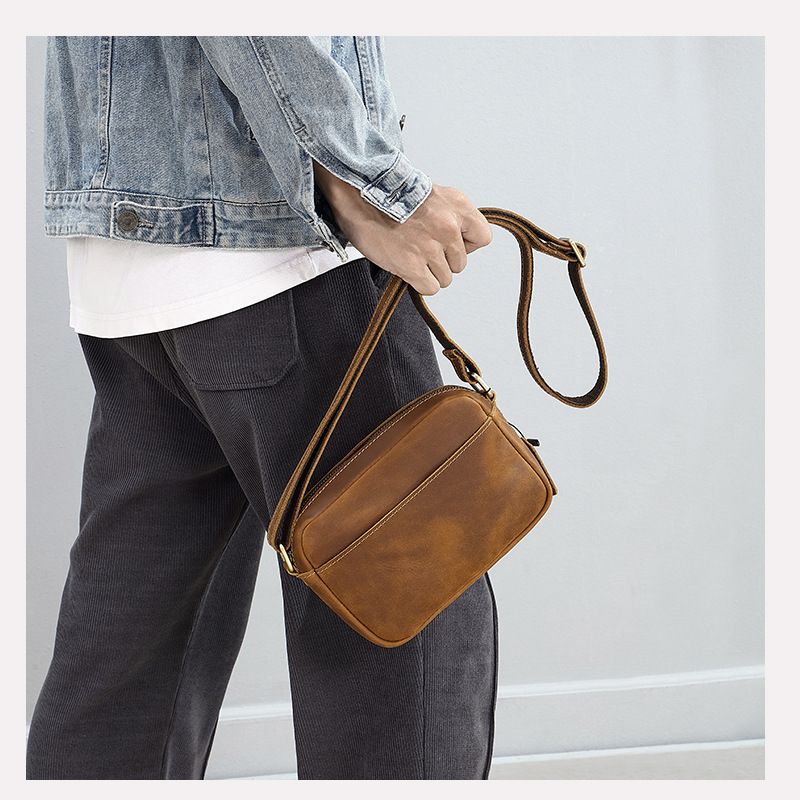 Rindsleder Kleine Umhängetasche Echtes Leder High-End Herren Trend Tasche 2025 Frühling und Sommer Neue Mode Hundert Und Eins_voghion.com