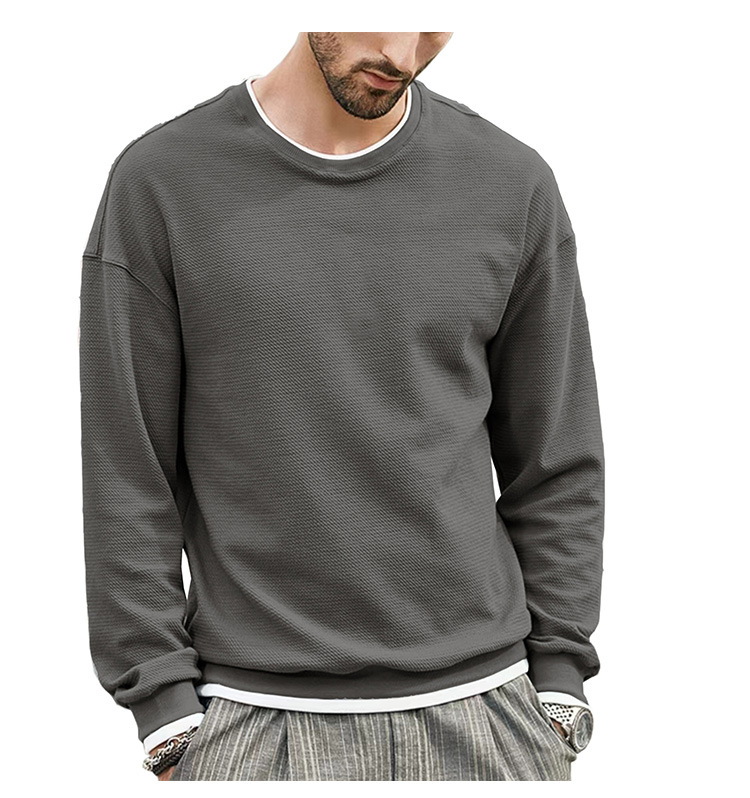 herfst en winter nieuwe herentrui effen kleur ronde hals T-shirt heren dieptepunt herenkleding_voghion.com