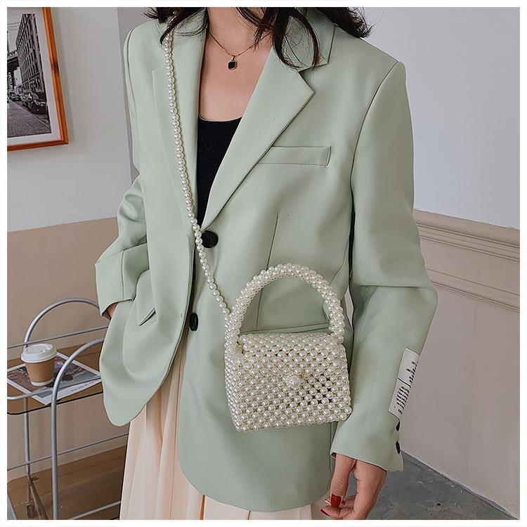 Pearl Bag Women's 2023 New Handwoven Crossbody Bag Mobile Phone Bag Versatile Mini Pearl Bag_voghion.com