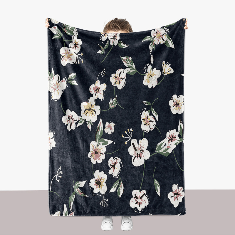 Couverture épaisse en flanelle imprimée en 3D pour canapé, séries fleurs, fleurs et plantes_voghion.com