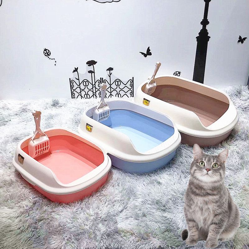 Pet supplies, semi enclosed toilet, box, free cat litter shovel, available in large, medium, and small sizes_voghion.com