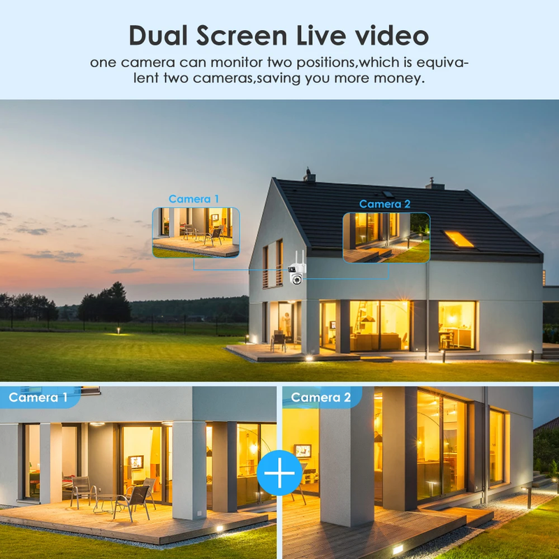 4K 8MP Wii PTZ divu objektīvu IP CCTV videonovērošanas kamera Ai Human Detect automātiskā izsekošana nakts redzamība ārā_voghion.com