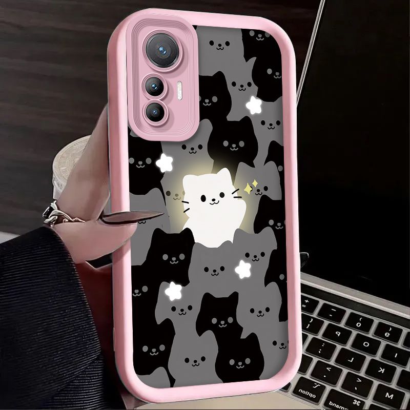 Cute Cartoon Glowing Cat Case for Xiaomi 12T 13T 14T 11T 13 12 11 Lite 5G NE POCO X6 X5 F6 F5 F3 X4 GT X3 NFC M5S M6 Pro 4G Etui_voghion.com