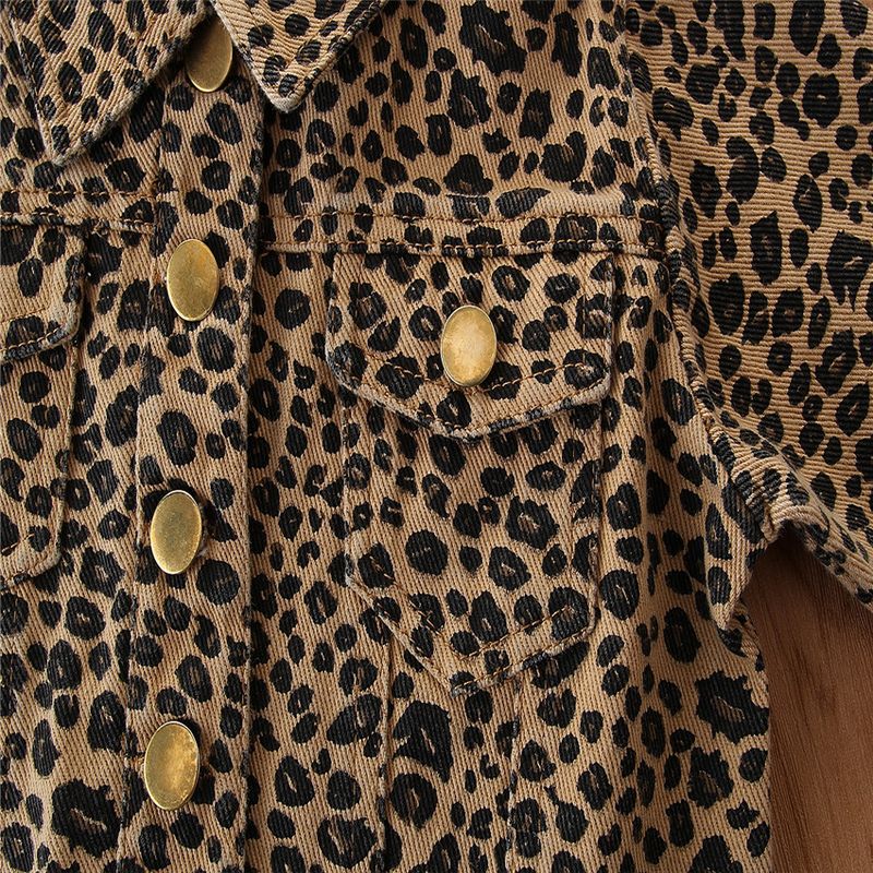 Cappotto monopetto con stampa leopardata per bambina, in denim primaverile_voghion.com