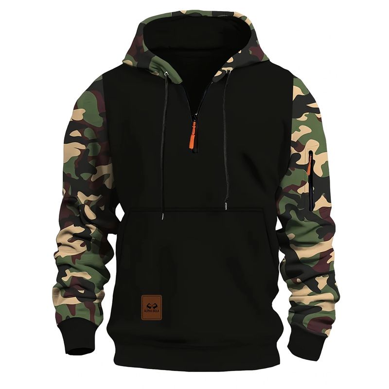 Felpa con cappuccio americana mimetica alla moda per uomo, autunno e inverno_voghion.com