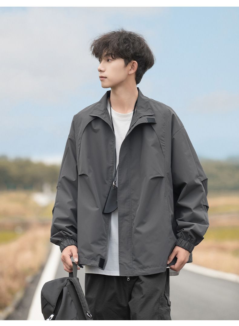 Udendørs vandtæt hurtigttørrende jakke, løs afslappet jakke, efterårsjakke til bjergbestigning, herrejakke_voghion.com