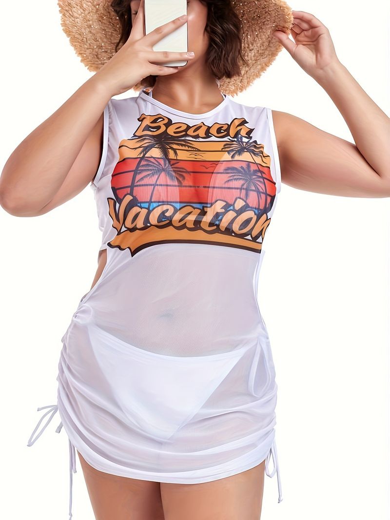 New Plus Size Swimsuit Bikini For Women Long Sunblock Veil Three-piece Swimsuit_voghion.com