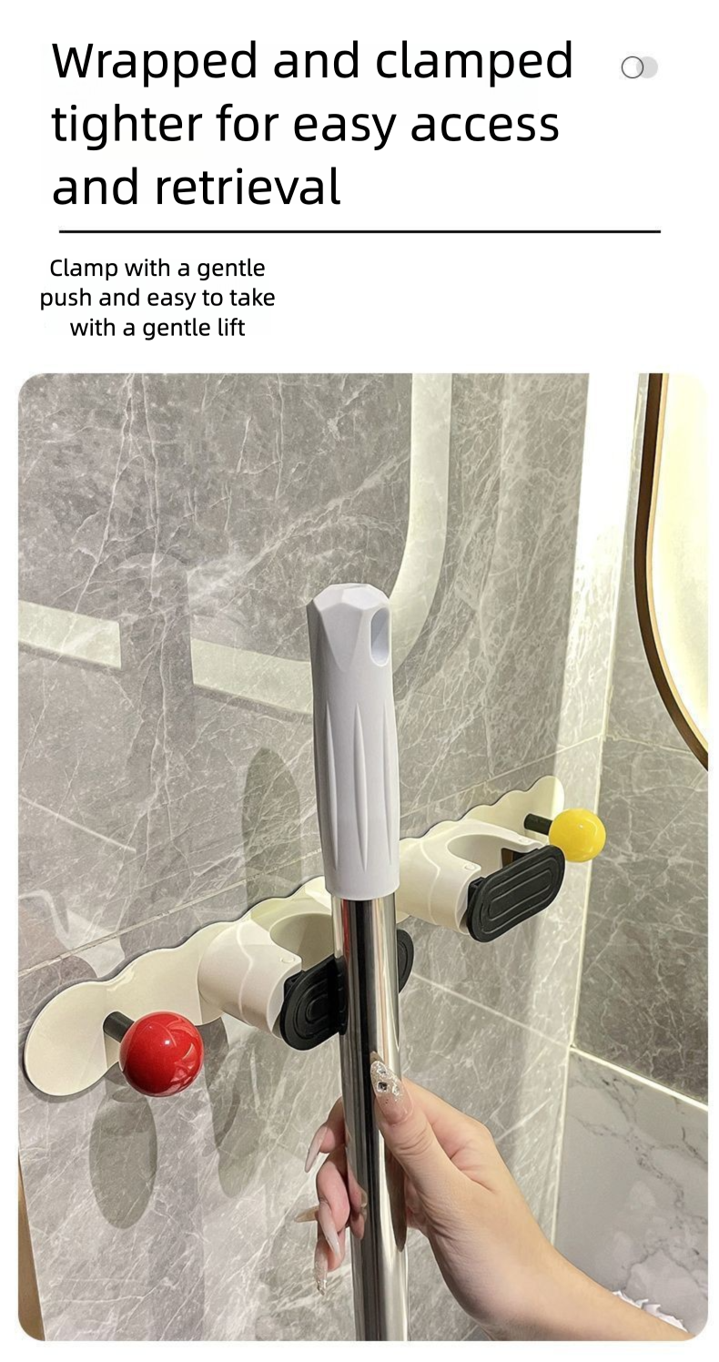 Nuovo porta mocio senza foratura, portaoggetti angolare per bagno, organizer multifunzionale per scope_voghion.com
