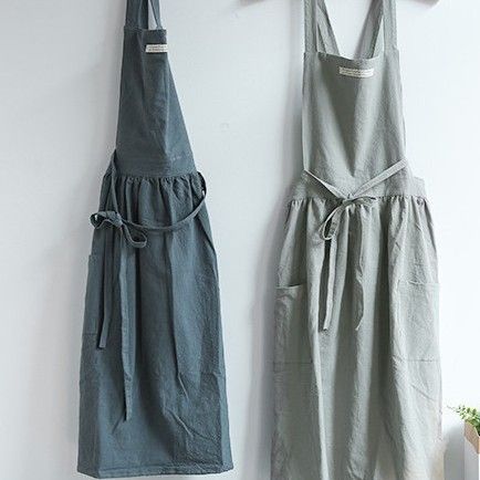 Supply Of Multi-color Cotton Linen Aprons For Girls, Women, Young Professionals With Cross Straps, Embroidery, And_voghion.com
