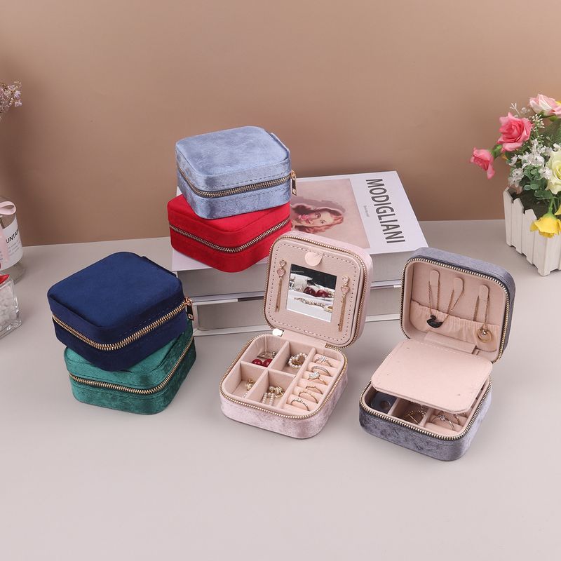 Portable Jewelry Organizer Box - Velvet-Lined Multi-Layer Storage Case For Earrings, Rings & Necklaces (10x10x5cm)_voghion.com