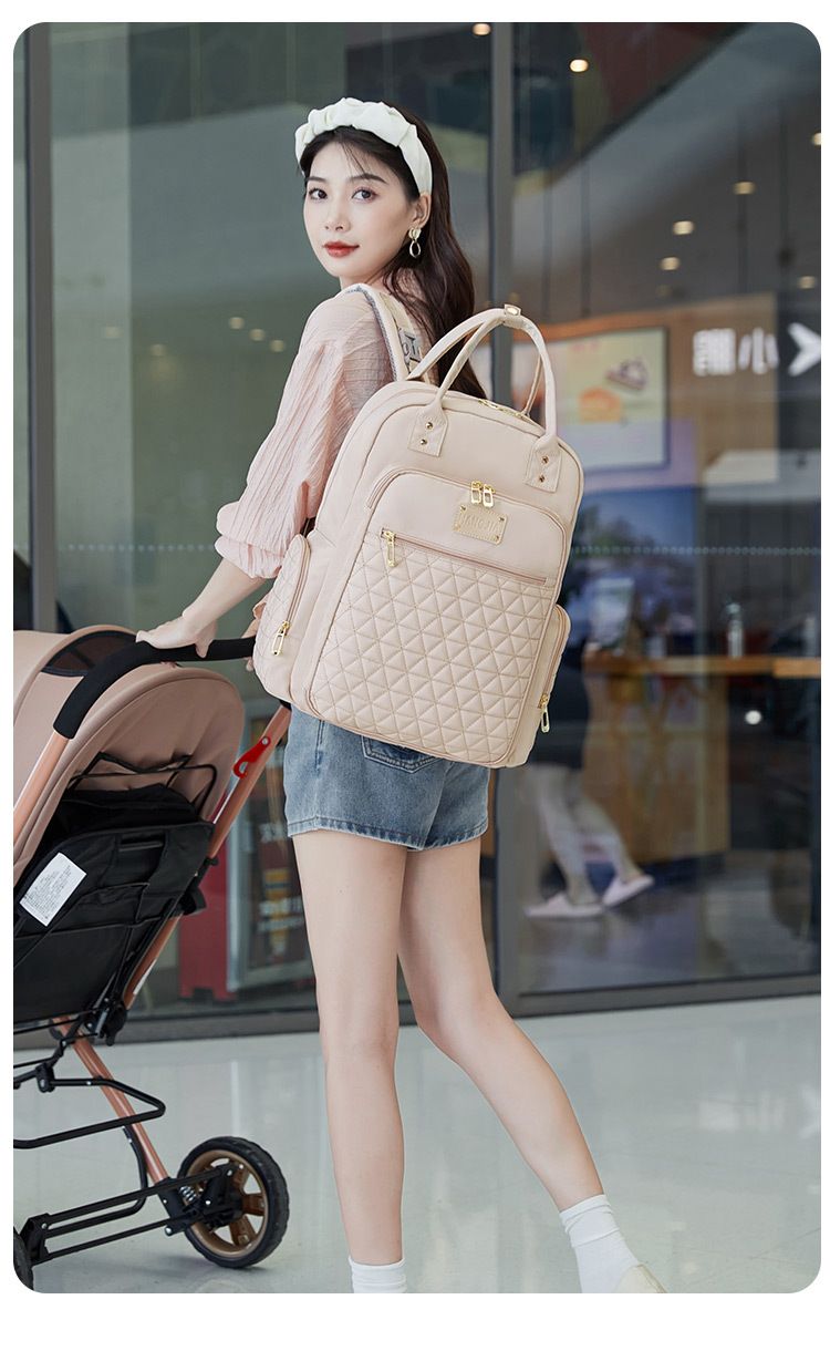 20L Wickeltasche Tragbare multifunktionale Mutter- und Babytasche Modische Stickerei Große Kapazität Wickeltasche Wasserdichter Rucksack_voghion.com