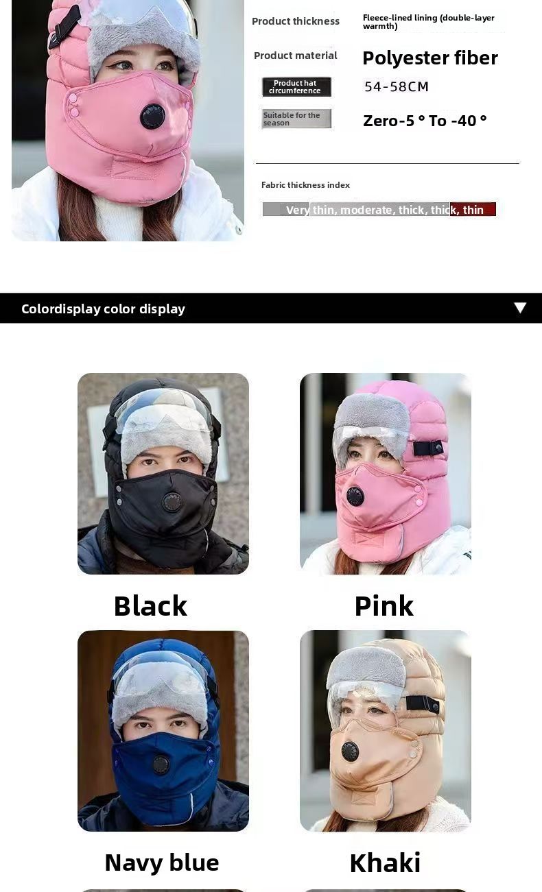 Lei Feng con forro polar, gorro grueso resistente al viento y al frío para esquí al aire libre, ciclismo eléctrico, jersey._voghion.com