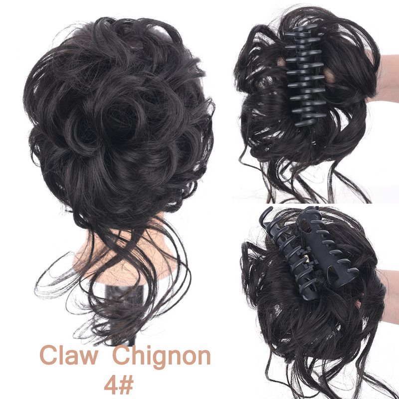 Faixa de cabelo com presilha Coque preguiçoso de cabelo longo e bagunçado 25cm55g coque com presilha_voghion.com