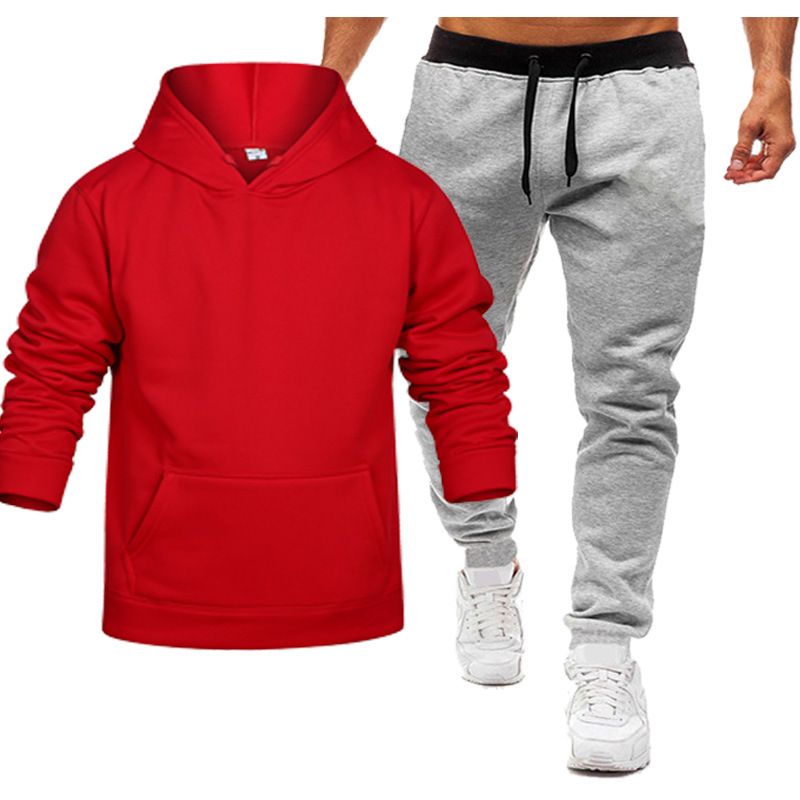 Herrenbekleidung Frühling, Herbst und Winter Herren- und Damenfreizeit Europäischer Code Blanko Einfarbiger Anzug Vlies Lockerer Pullover und Hose Zweiteiliges Set_voghion.com
