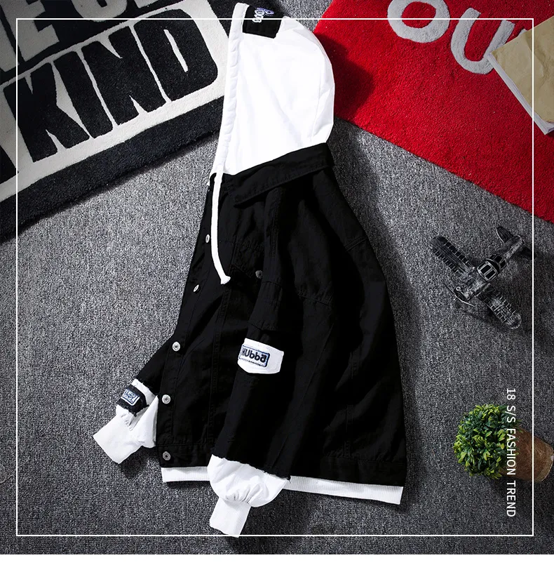 Men's Jackets Spring 2022 Red Pink Black Jeans Jacket Men Slim Streetwear Ripped Denim Hoodie Hip Hop Bomber Homme_voghion.com
