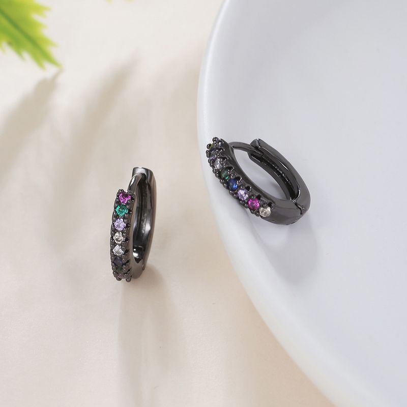 Popular Color Zircon Ear Buckle Micro-inlaid Geometric Ear Ring Temperament Simple Personality Earrings_voghion.com