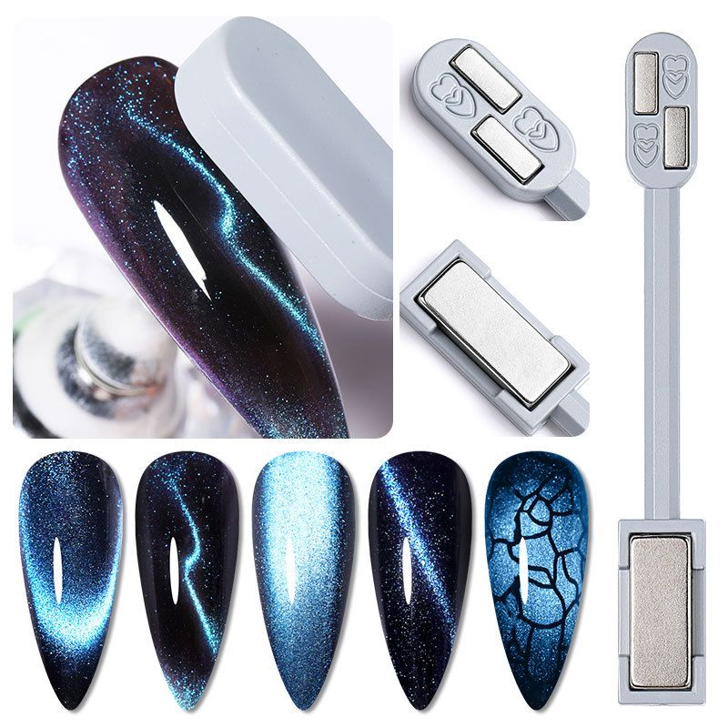 Aimant à ongles double tête épais pour gel œil de chat – Motif floral | Aimant multifonction œil de chat et éclair en cristal_voghion.com