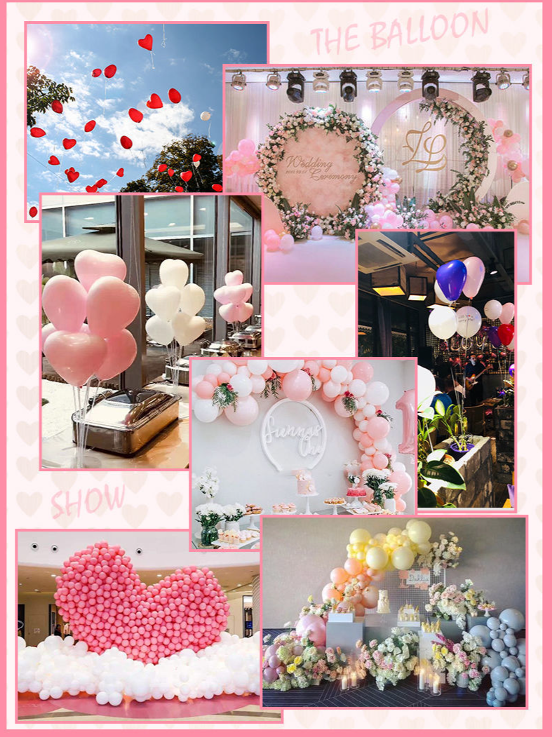 Komplettes Set mit herzförmiger, rosa Ballondekoration für das Schlafzimmer einer Frau, das neue Haus oder das Hochzeitszimmer_voghion.com