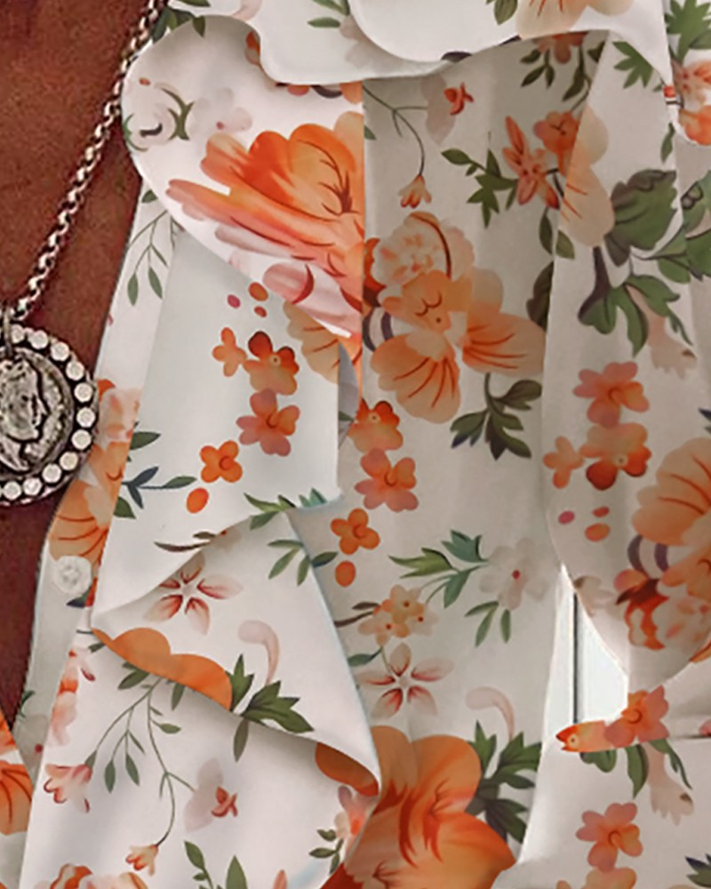Damesshirt van chiffon met V-hals en lange mouwen_voghion.com